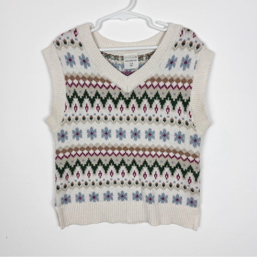 Abercrombie Kids Sweater Vest Fair Isle V Neck Size 7/8